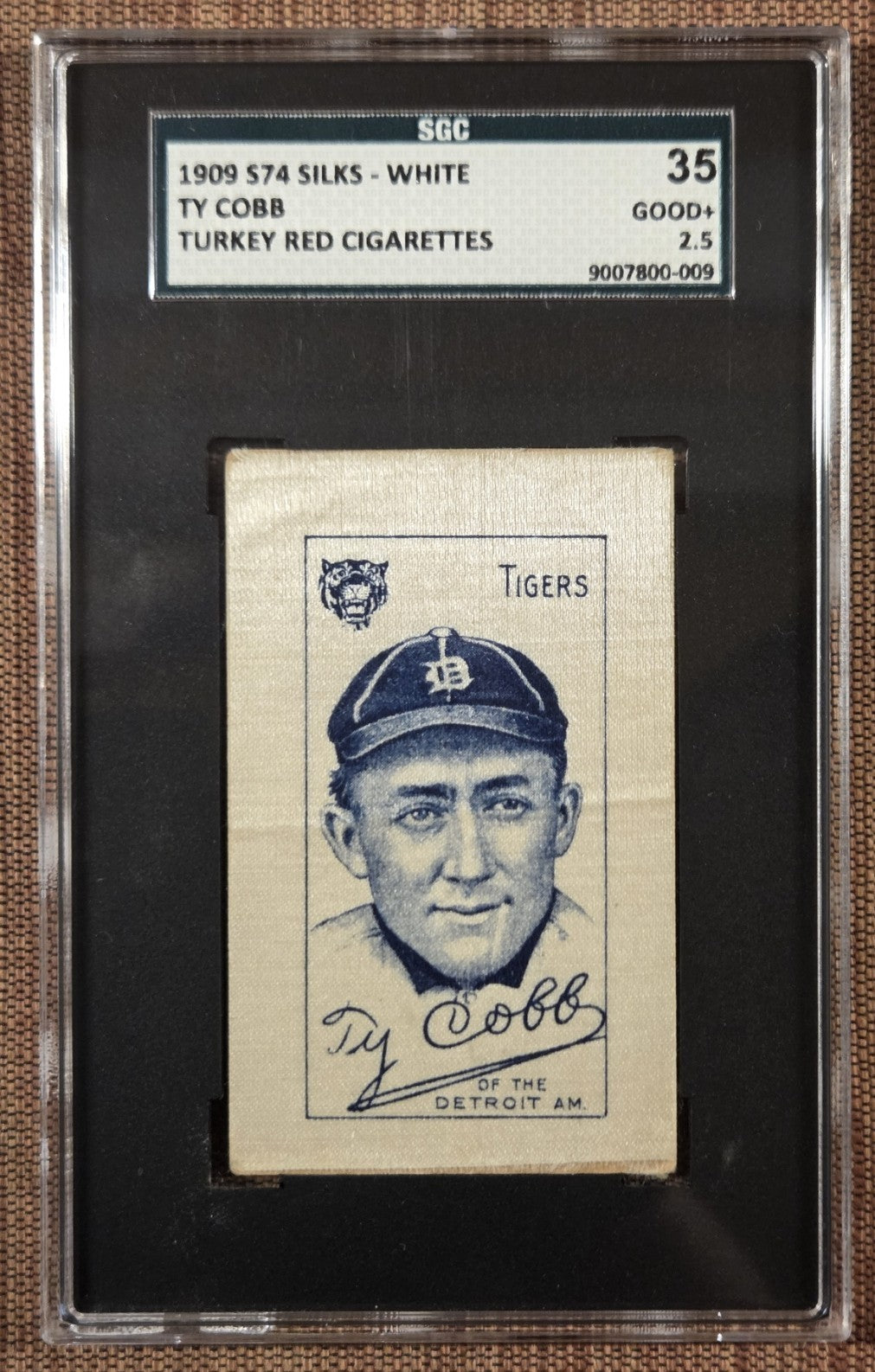 1909 S74 White Silks Turkey Red Ty Cobb Detroit Tigers Baseball Silks SGC 2.5 GD0