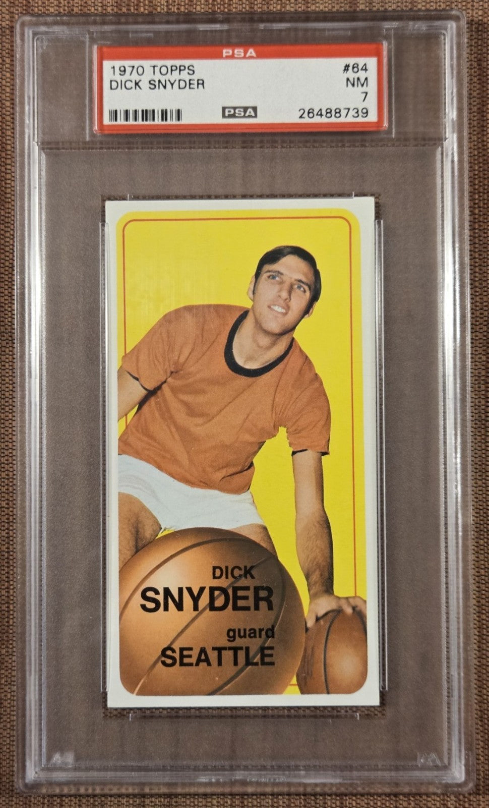 1970 Topps Tall Boy #64 Dick Snyder Seattle Super Sonics Basketball Card PSA 70