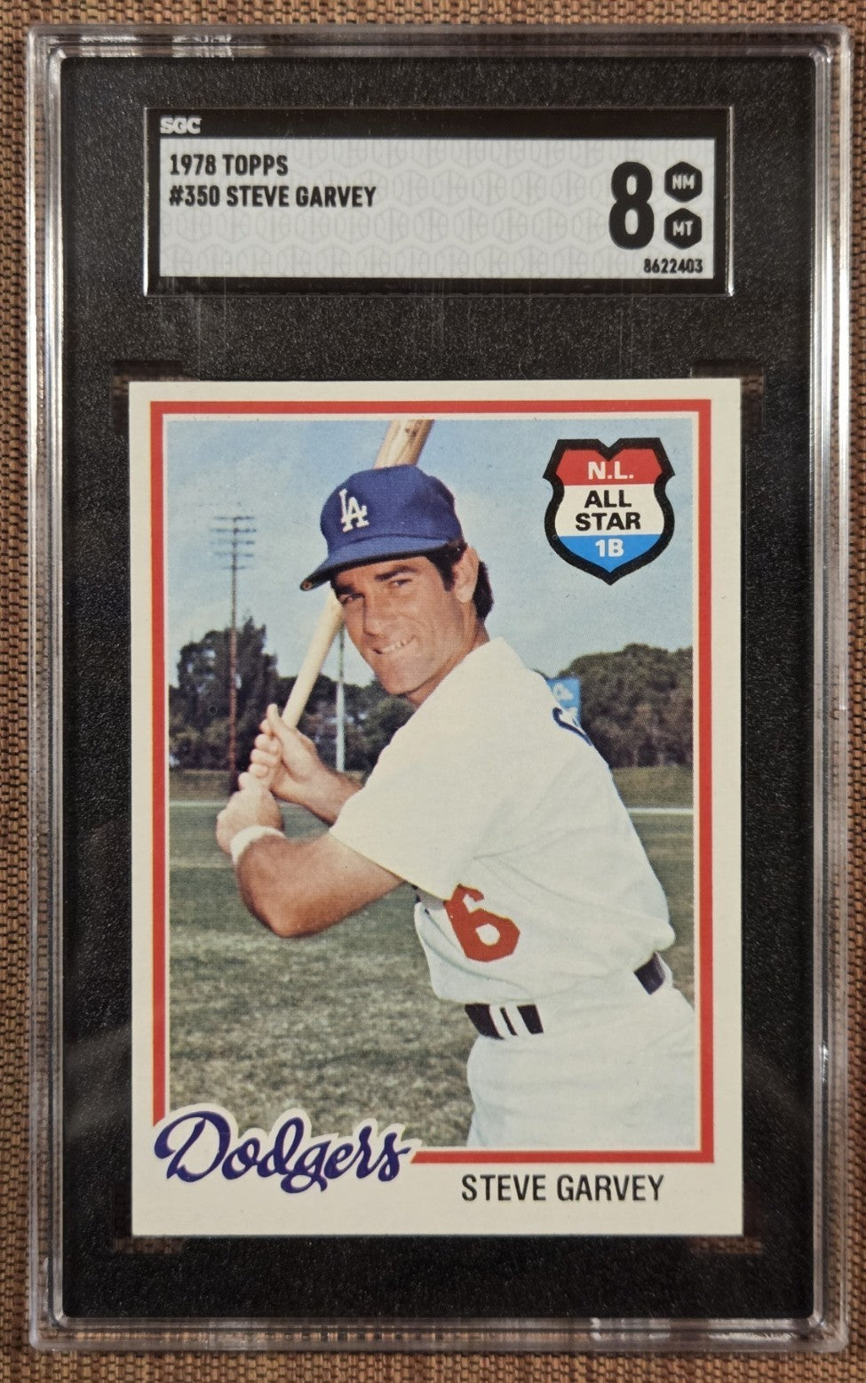 1978 Topps #350 Steve Garvey Los Angeles Dodgers Baseball Card SGC 8 NM/MT0