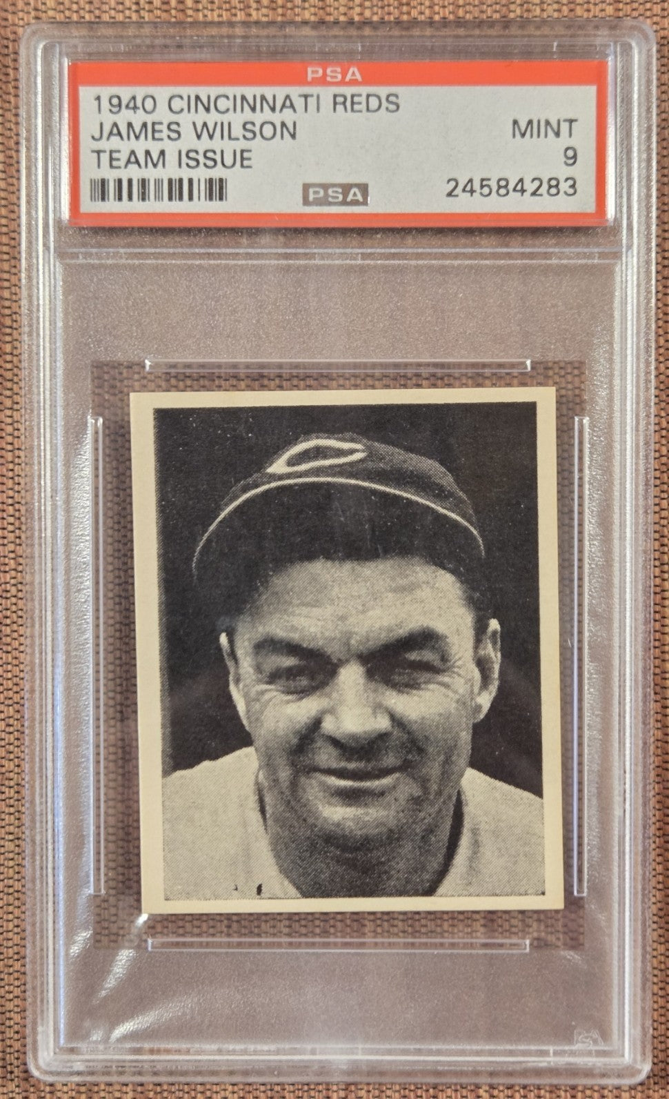 1940 Cincinnati Reds Team Issue W71102 James Wilson Baseball Card PSA 9 Mint0